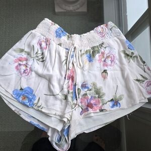 Fashion Nova Floral High Waist Shorts - Pink and Blue